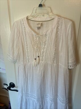 Knox Rose White Lace-Trim Peasant Tunic